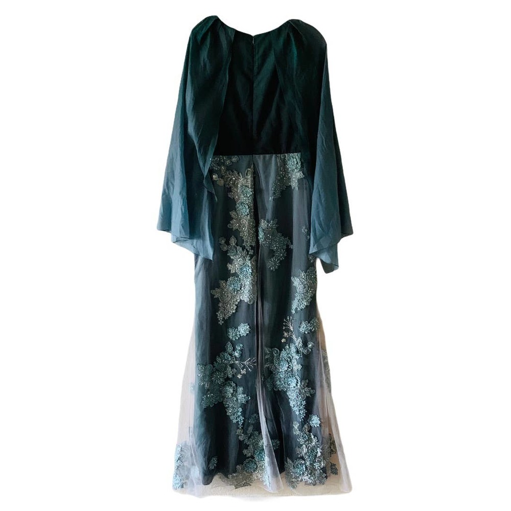 PatBo Cape Ombré  Floral Beaded Tulle Maxi Dress - Picture 3 of 13